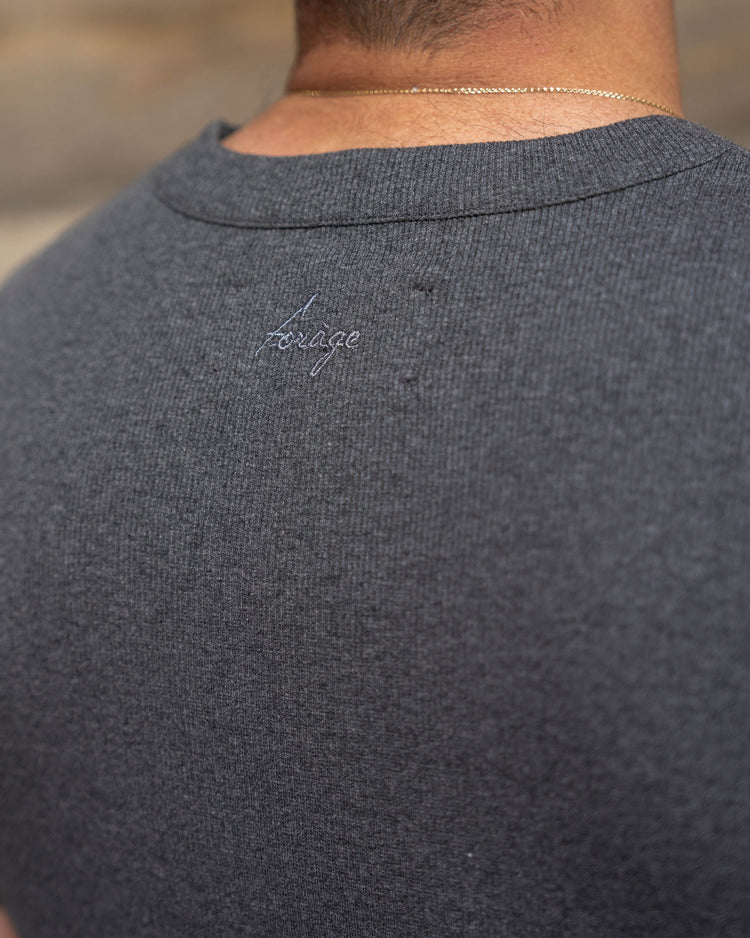 Fine Rib T-Shirt (dark grey melange)