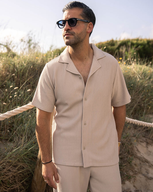 Plissee Short Sleeve Shirt (Sand)