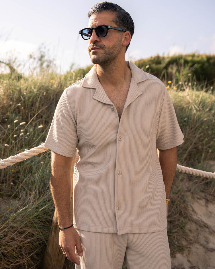 Plissee Set Short Sleeve Shirt + Pants (Sand)