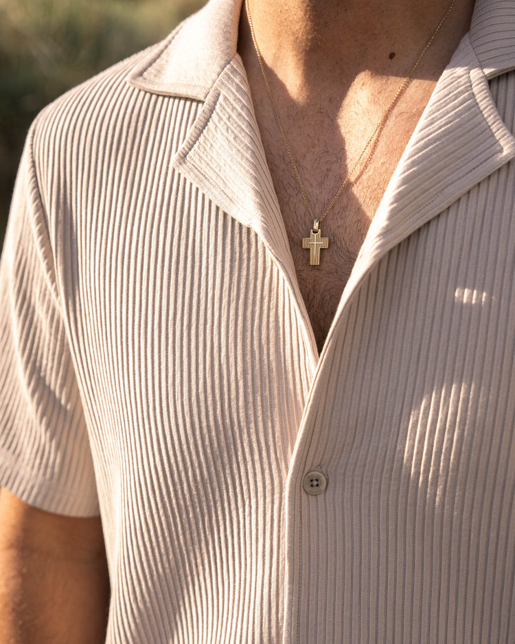 Plissee Set Short Sleeve Shirt + Pants (Sand)