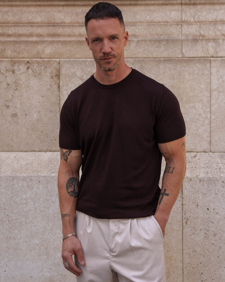 Knit T-Shirt (Brown)
