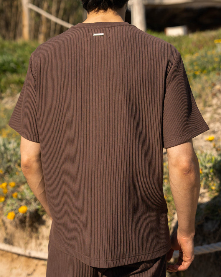 Plissee Set T-Shirt + Pants (Brown)