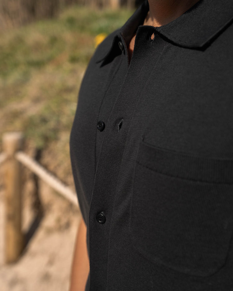 Flat Knit Short Sleeve Shirt (black)