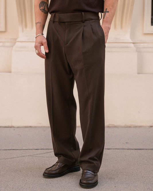 Suit Pants Loose Fit (Brown)