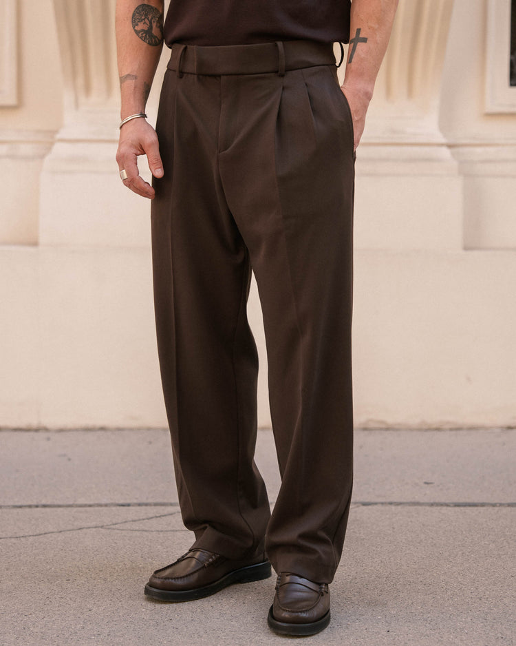 Suit Pants Loose Fit (Brown)