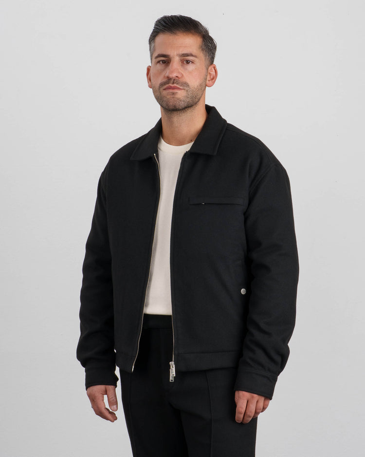 Twill Harrington Jacket (Black)