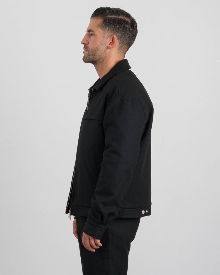 Twill Harrington Jacket (Black)