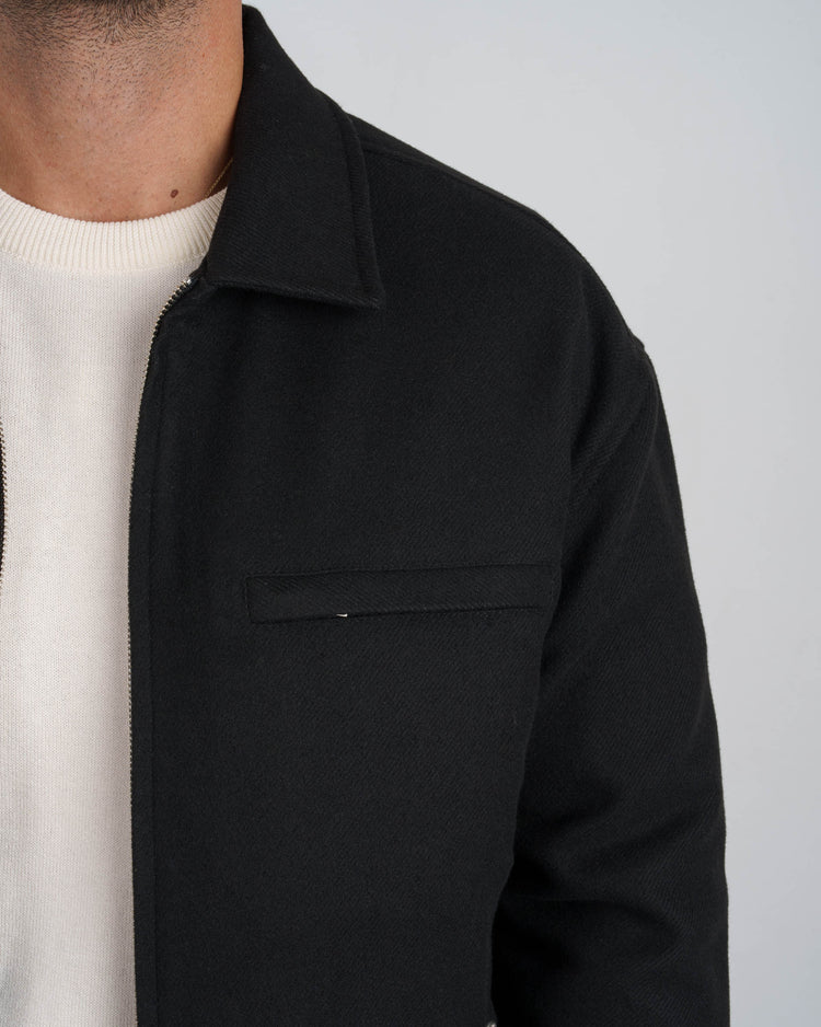 Twill Harrington Jacket (Black)