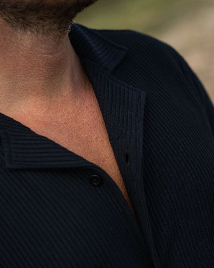 Plissee Set Short Sleeve Shirt + Pants (Black)