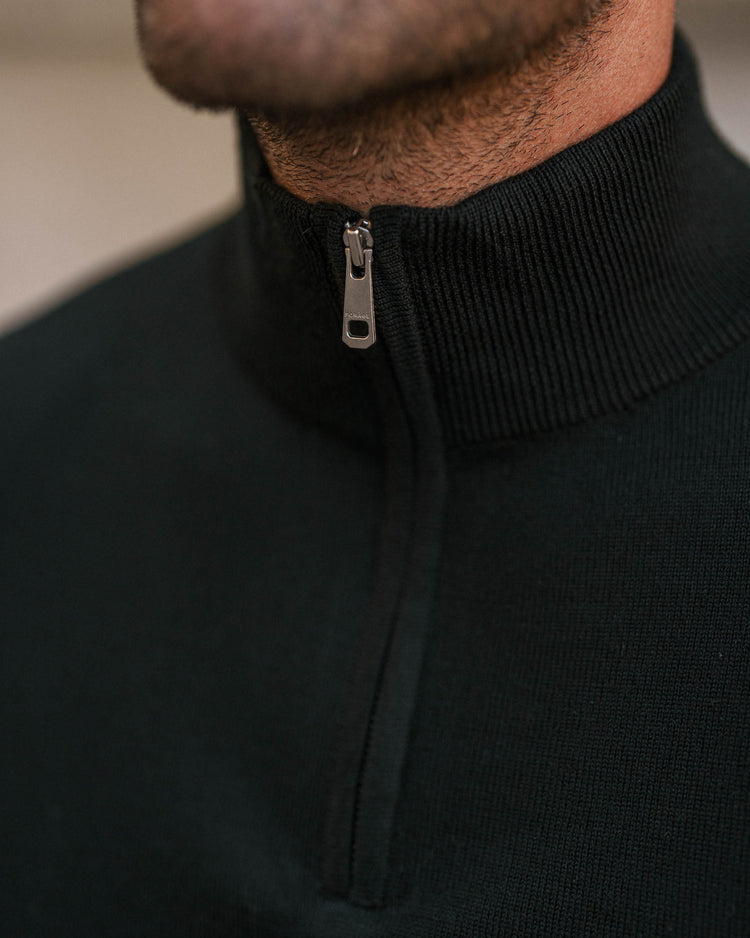 Merino Half-Zip (Black)