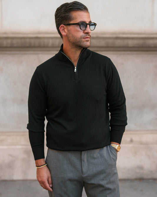 Merino Half-Zip (Black)