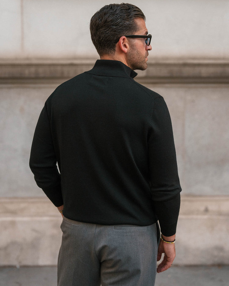 Merino Half-Zip (Black)