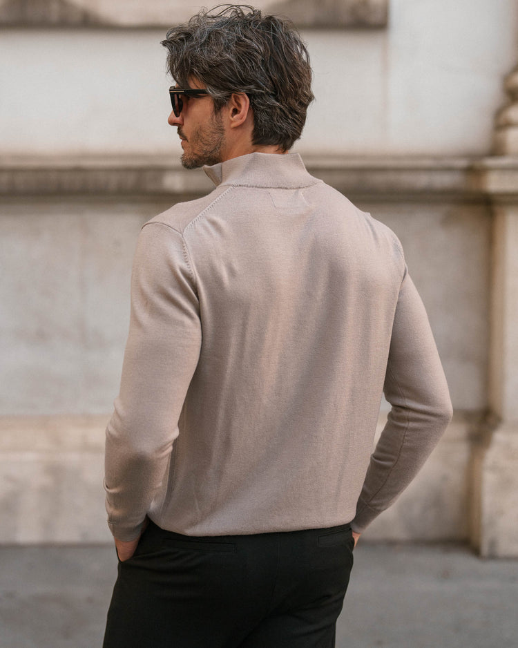 Merino Half-Zip (Taupe)