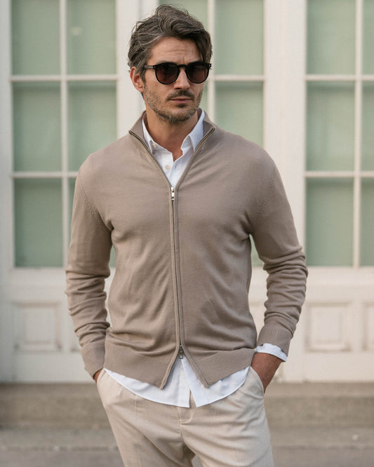 Merino Cardigan (Taupe)