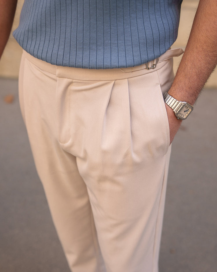 Buckle Suit Pants Regular Fit (Oatmeal)