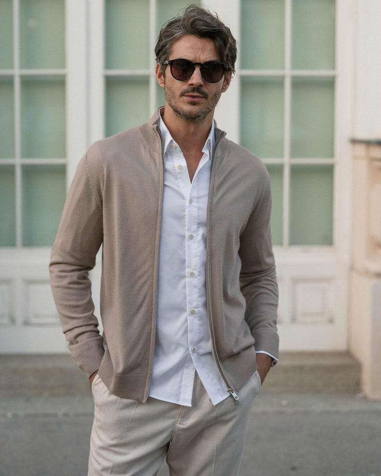 Merino Cardigan (Taupe)