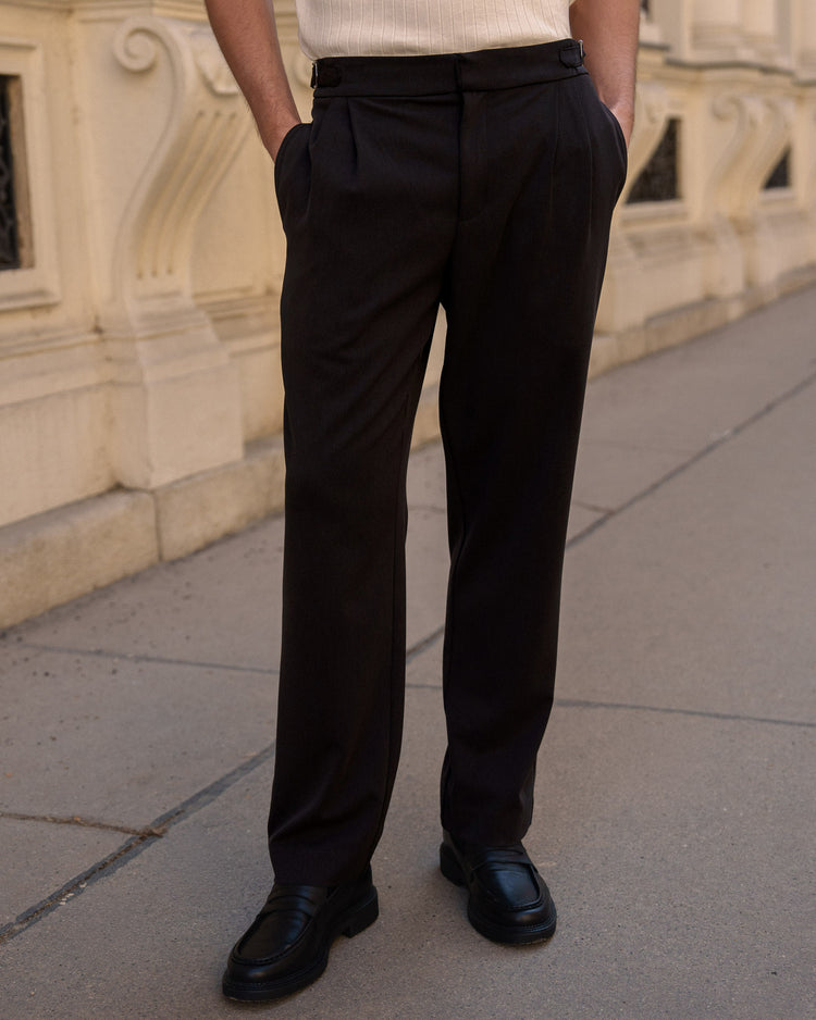 Buckle Suit Pants Regular Fit (Black)