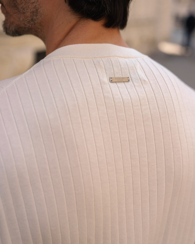 Wide Rib Knit T-Shirt (Off-White)