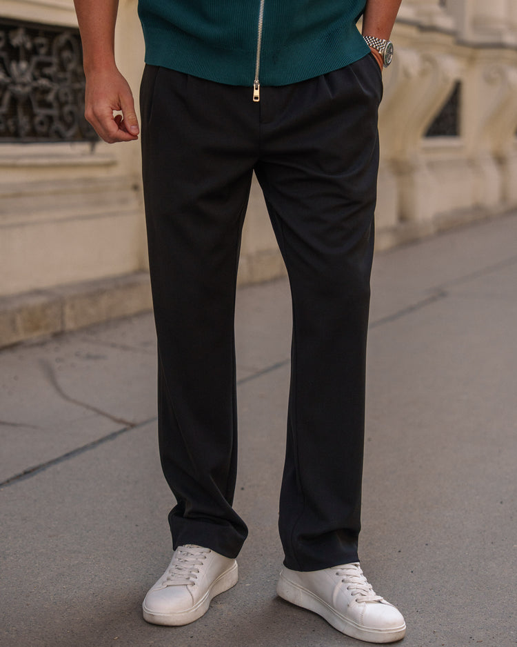 Buckle Suit Pants Regular Fit (Black)