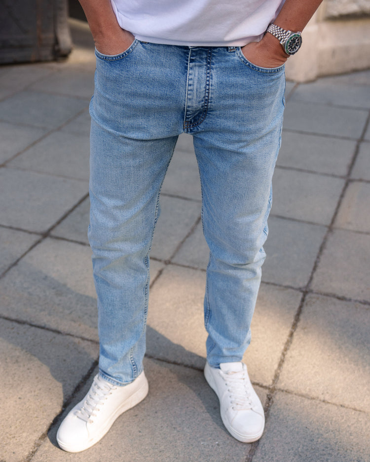 Essential Slim Tapered Fit Jeans (Light Blue)