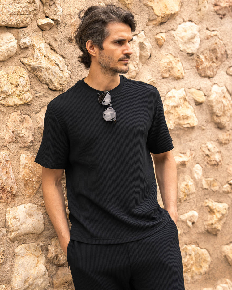Plissee Set T-Shirt + Pants (Black)