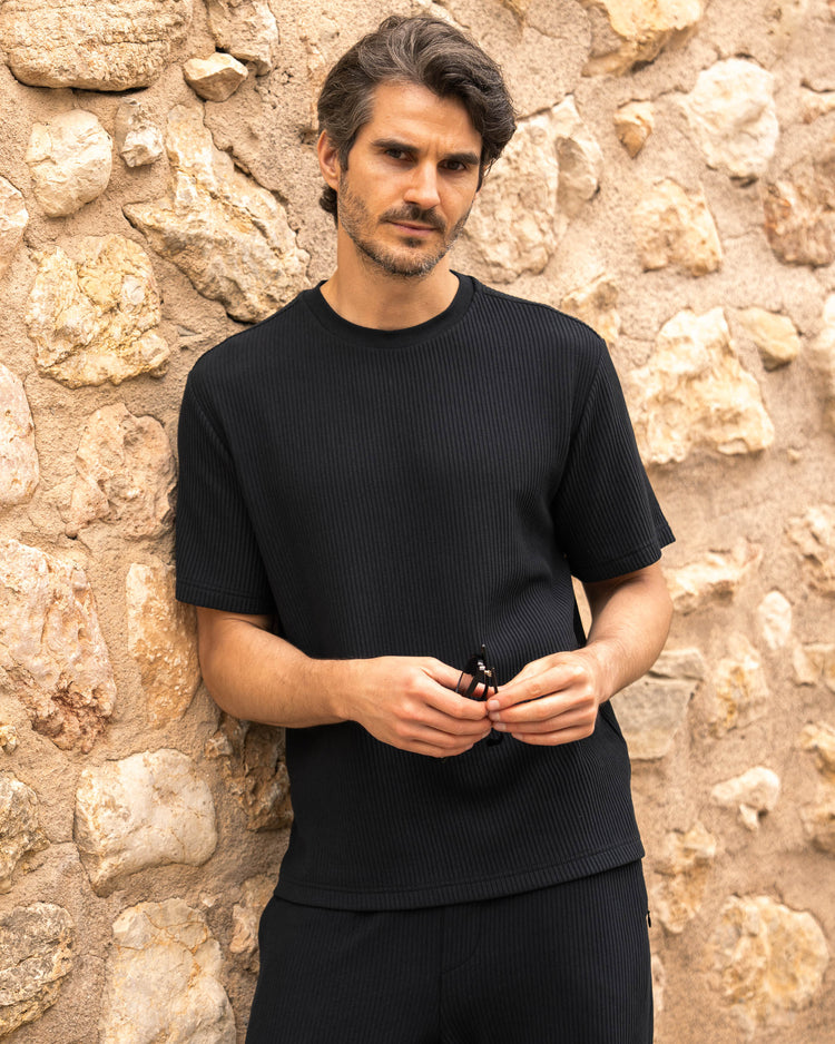 Plissee Set T-Shirt + Pants (Black)