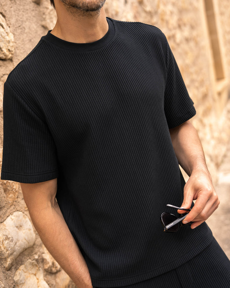 Plissee Set T-Shirt + Pants (Black)