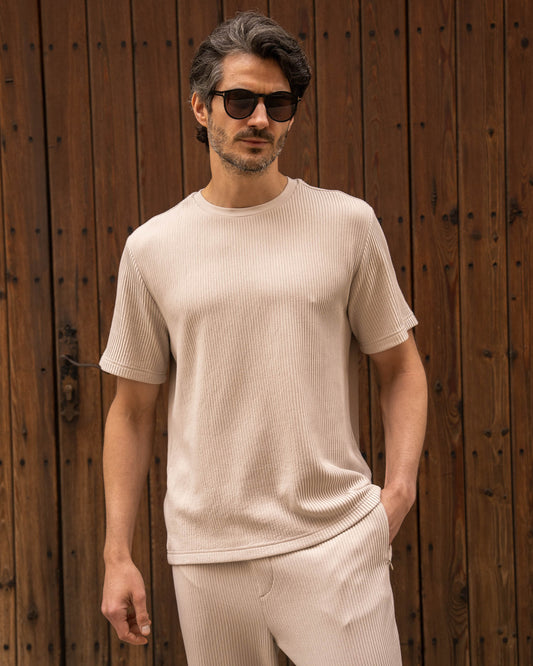 Plissee T-Shirt (Sand)