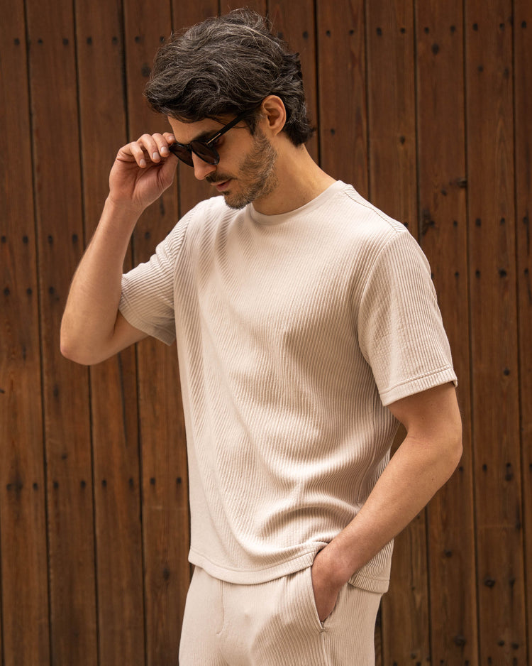 Plissee Set T-Shirt + Pants (Sand)