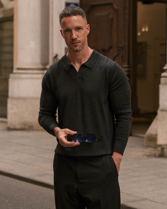 Merino Polo (Dark Grey)
