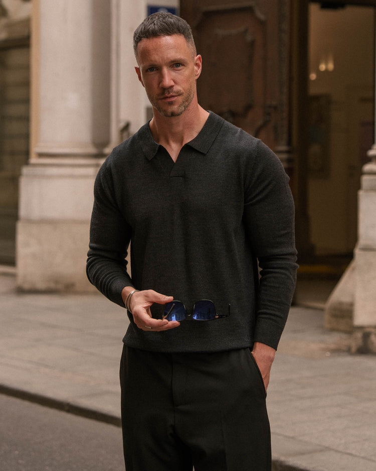 Merino Polo (Dark Grey)