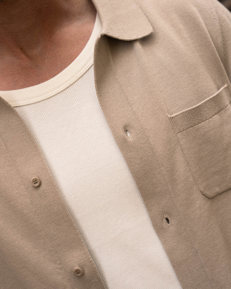 Flat Knit Short Sleeve Shirt (taupe)