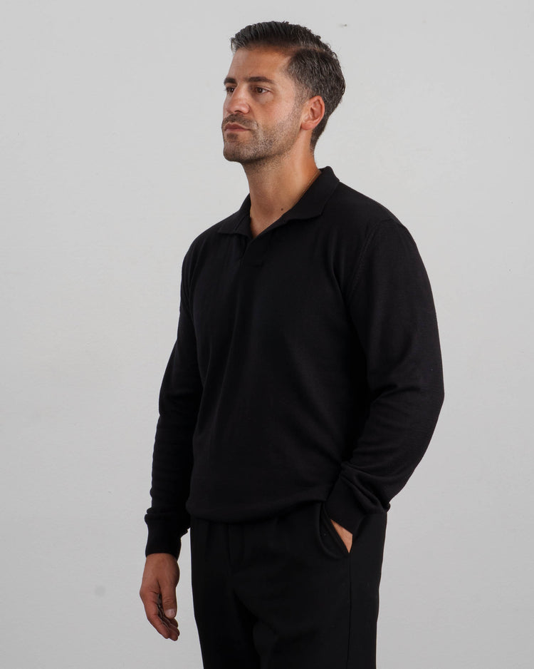 Knit Polo Longsleeve (black)