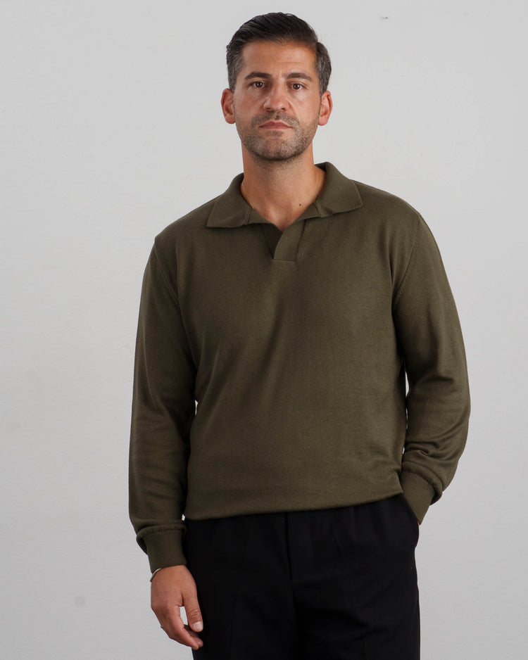 Knit Polo Longsleeve (olive)