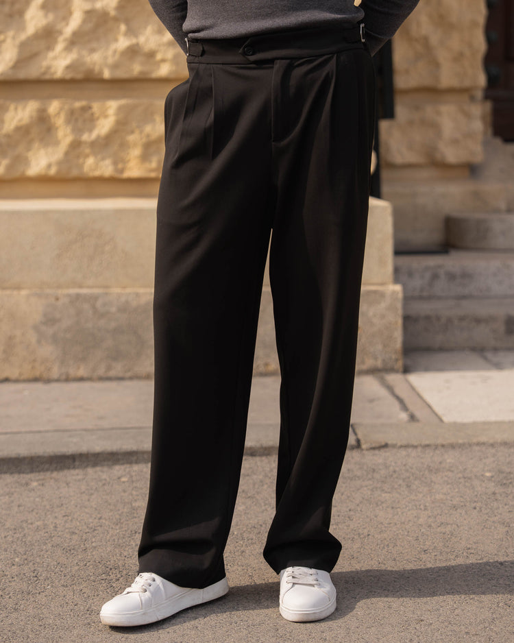 Buckle Suit Pants Loose Fit (Black)