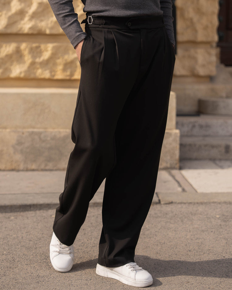 Buckle Suit Pants Loose Fit (Black)