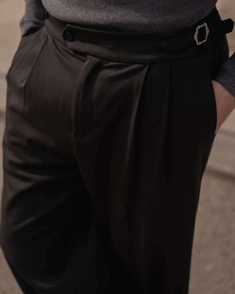 Buckle Suit Pants Loose Fit (Black)
