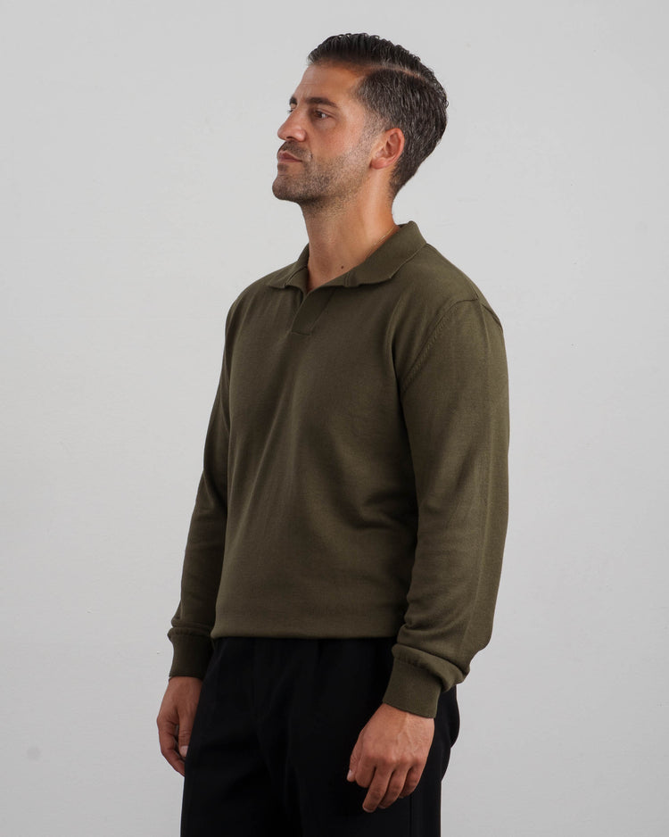 Knit Polo Longsleeve (olive)