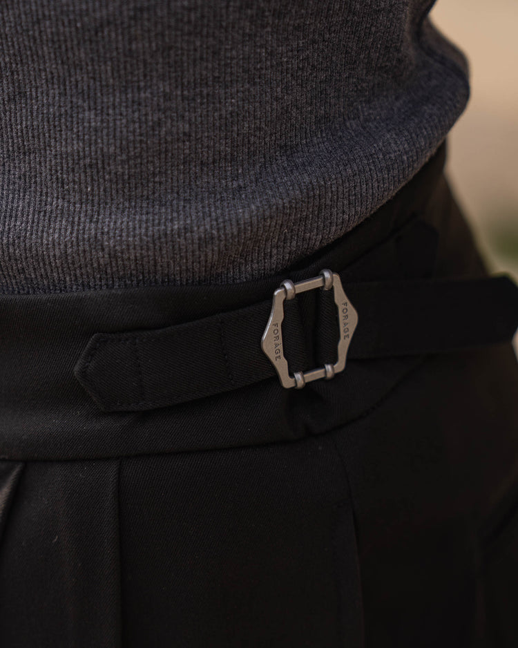 Buckle Suit Pants Loose Fit (Black)