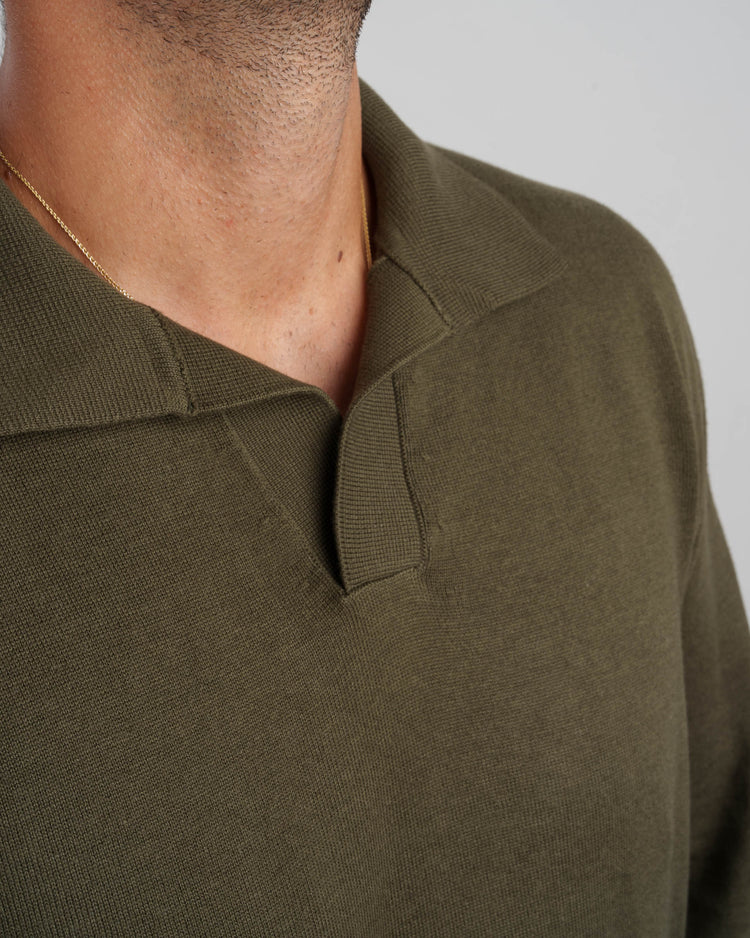 Knit Polo Longsleeve (olive)