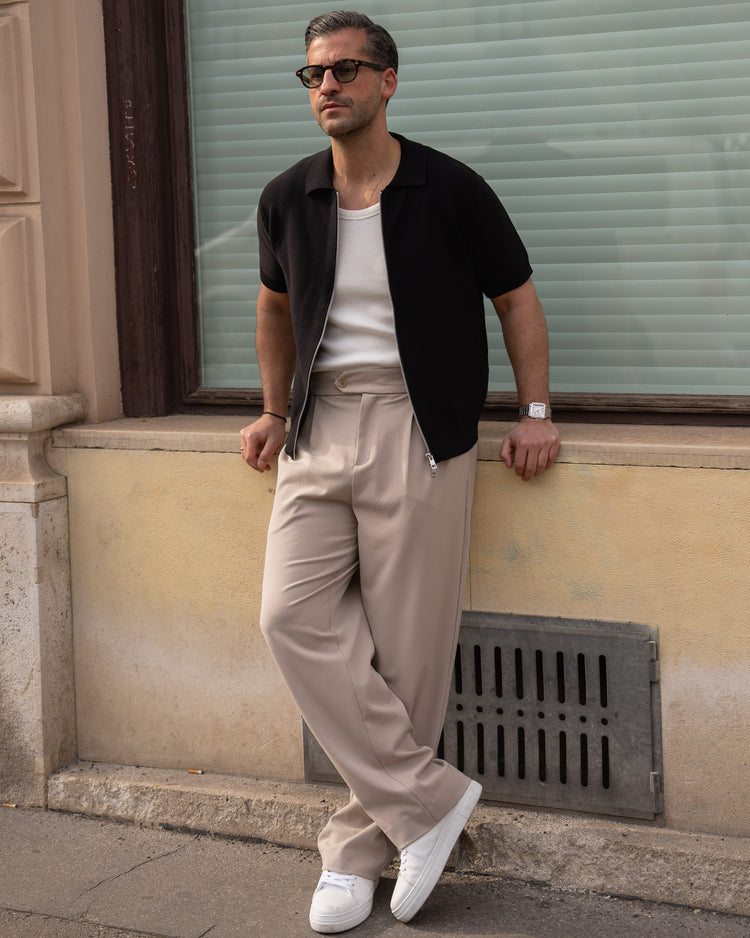 Buckle Suit Pants Loose Fit (Taupe)