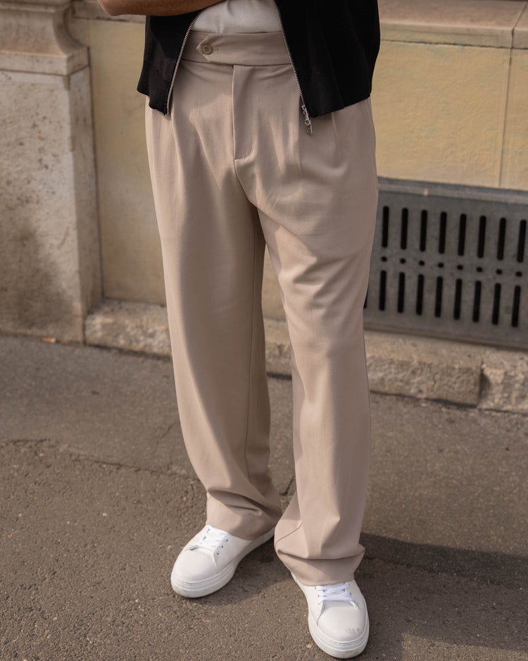 Buckle Suit Pants Loose Fit (Taupe)
