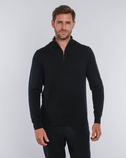Merino Half-Zip (Black)