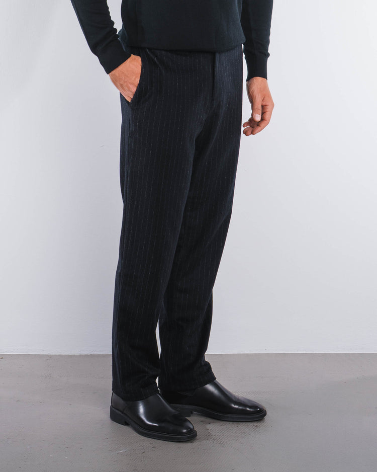 Pinstripe Flanell Pants Regular Fit (Black)