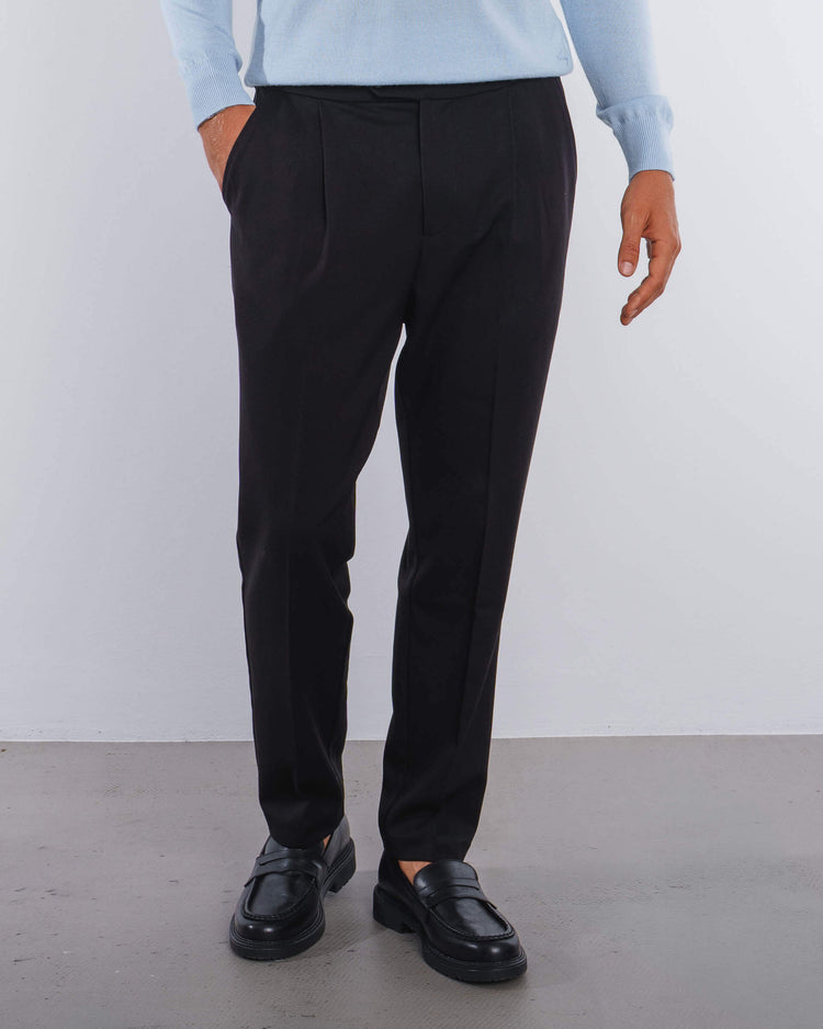 Buckle Suit Pants Tapered Fit (Black)
