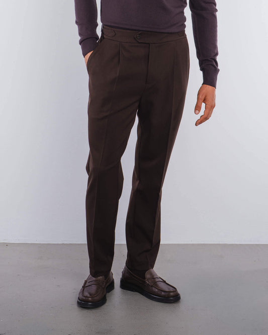 Buckle Suit Pants Tapered Fit (Brown)