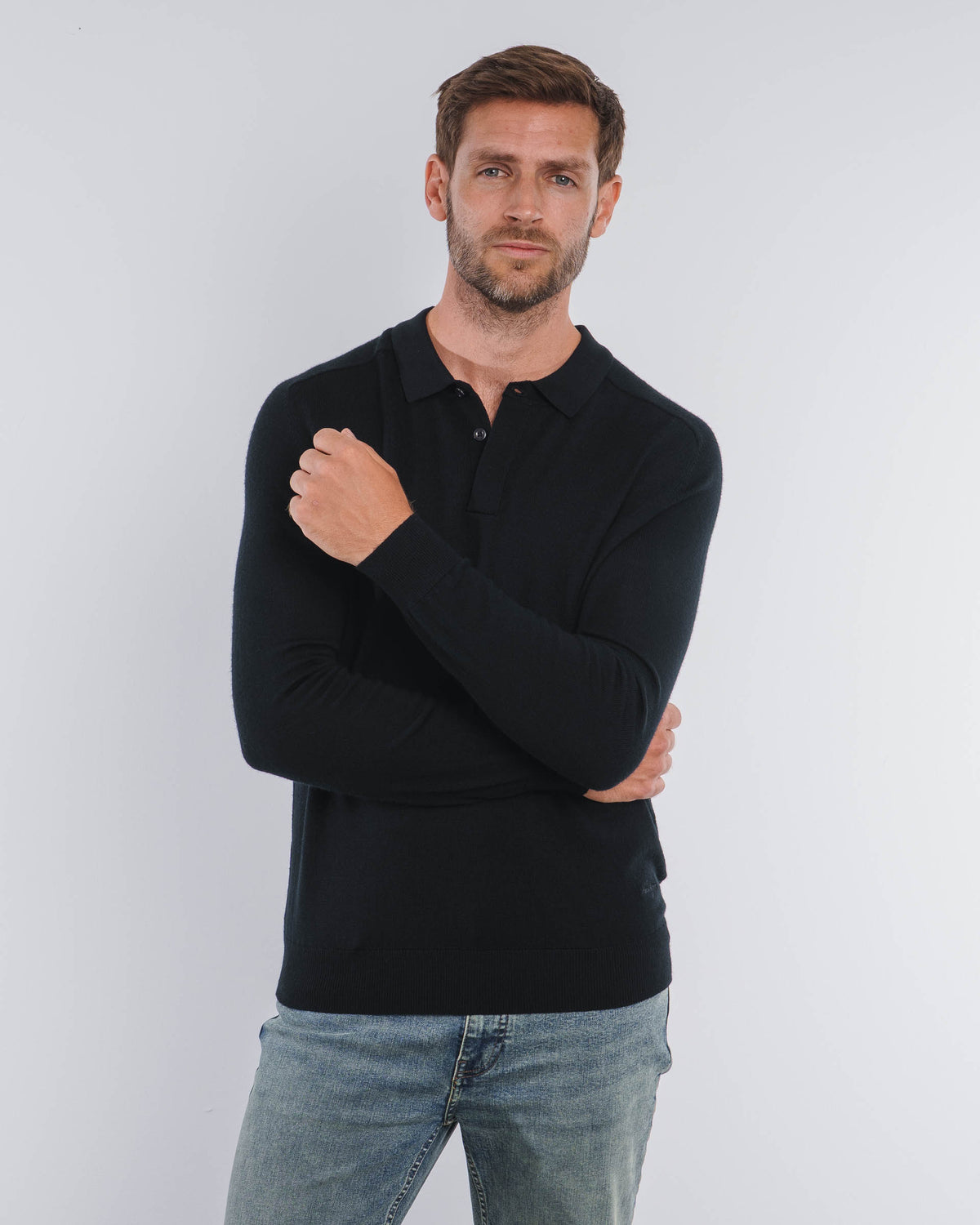 MERINO CONCEALED PLACKET POLO