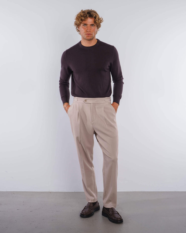 Buckle Suit Pants Tapered Fit (Oatmeal)