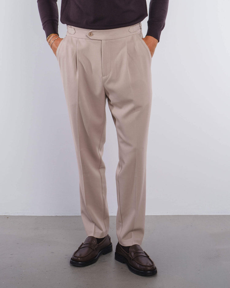 Buckle Suit Pants Tapered Fit (Oatmeal)