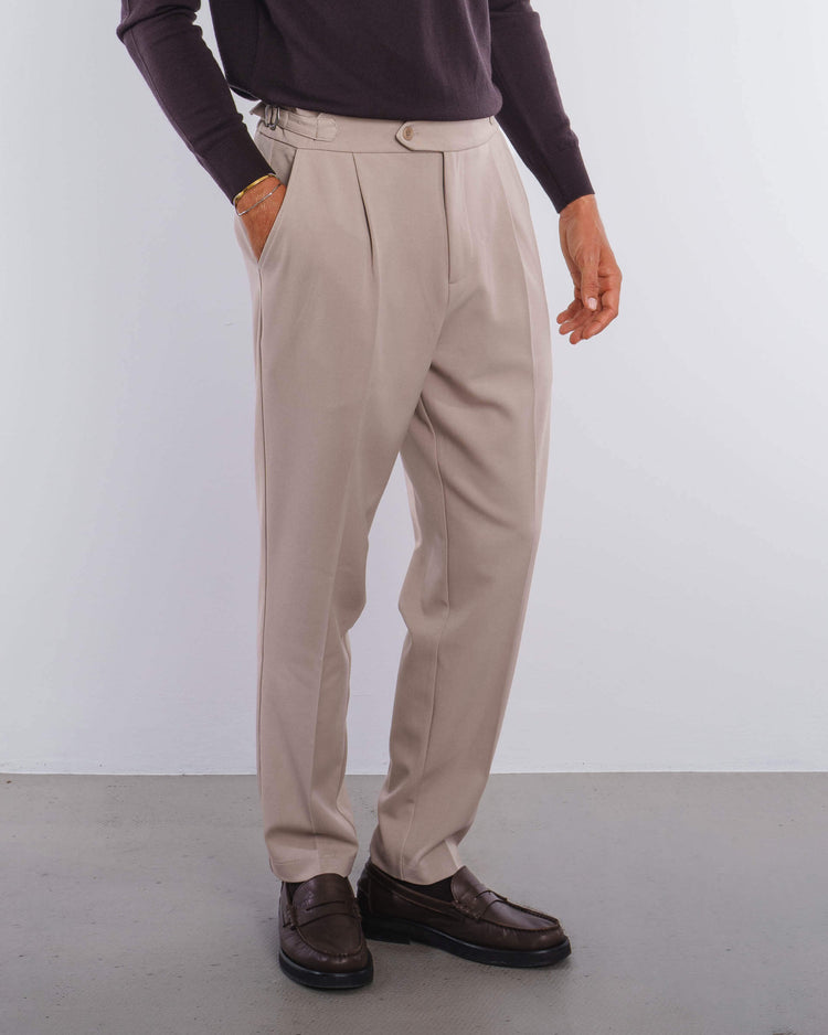 Buckle Suit Pants Tapered Fit (Oatmeal)